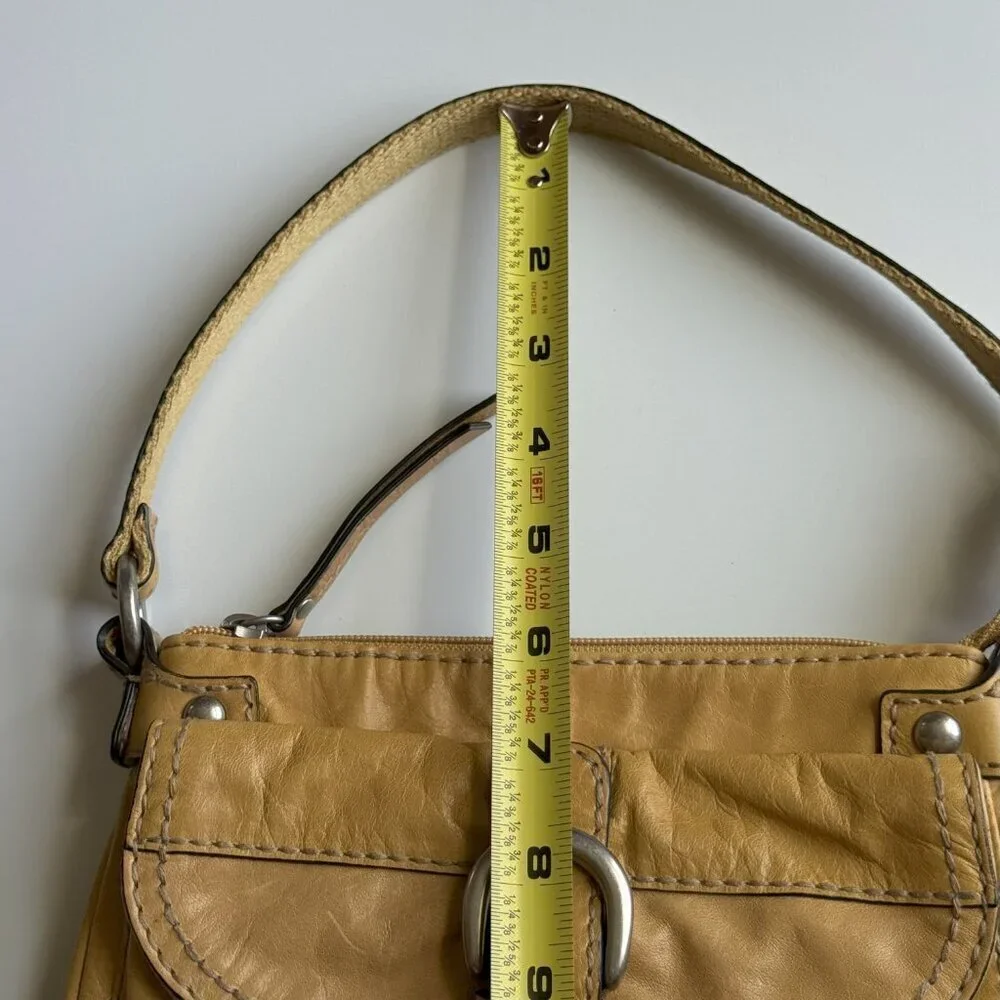 FOSSIL Leather/Canvas Mustard Crossbody Bag